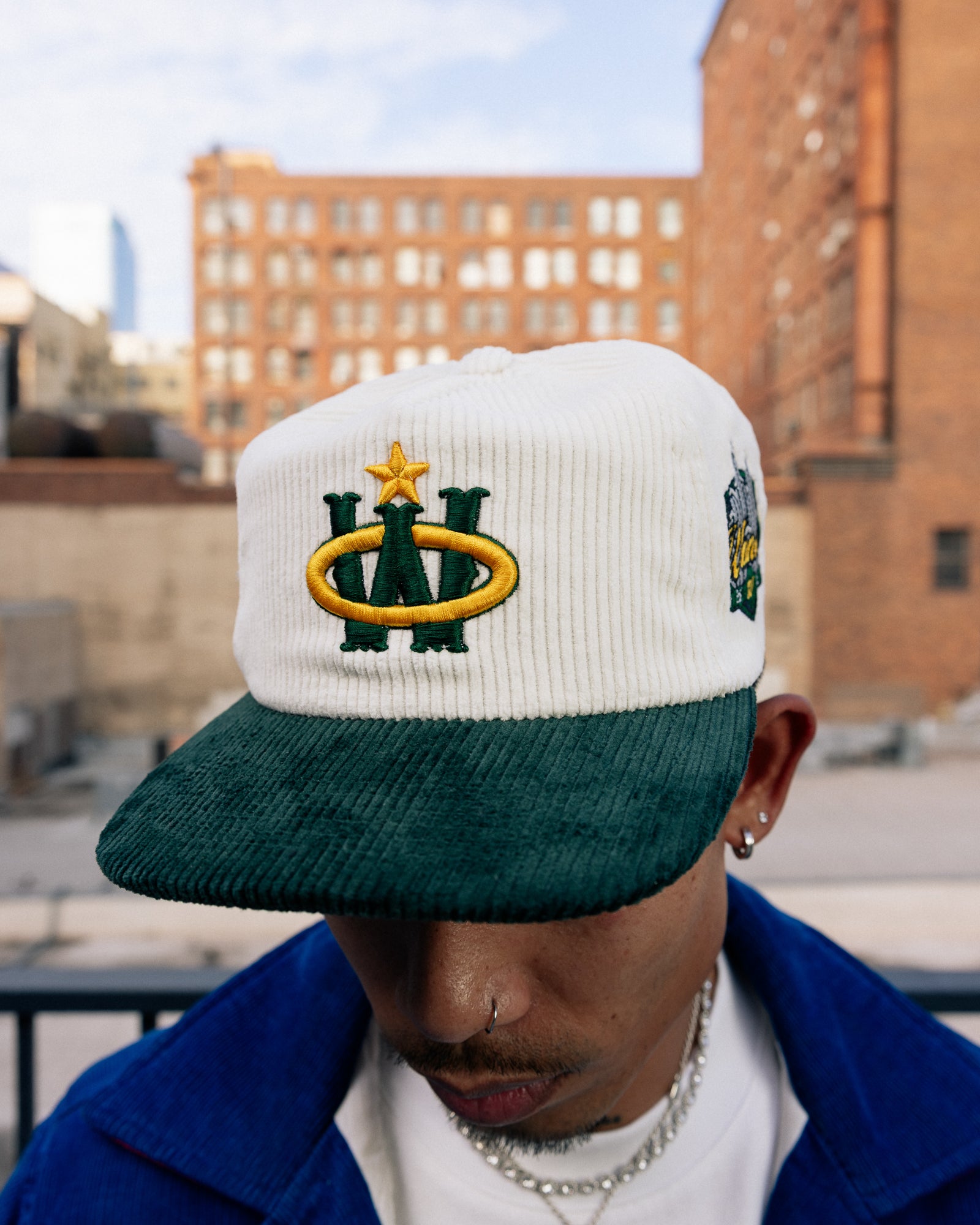 Winner Circle “Legacy” Hat – White/Forest Green Corduroy