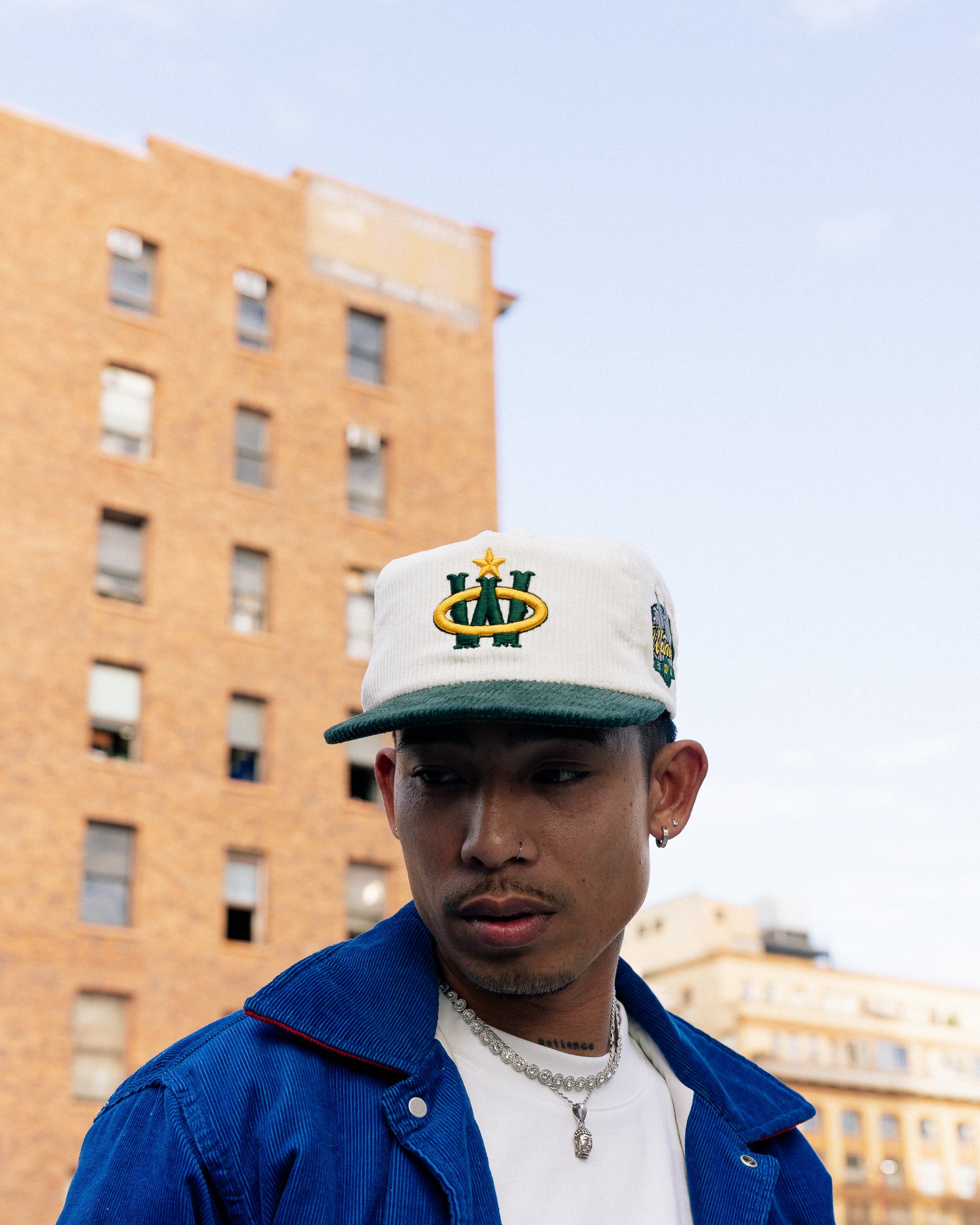 Winner Circle “Legacy” Hat – White/Forest Green Corduroy