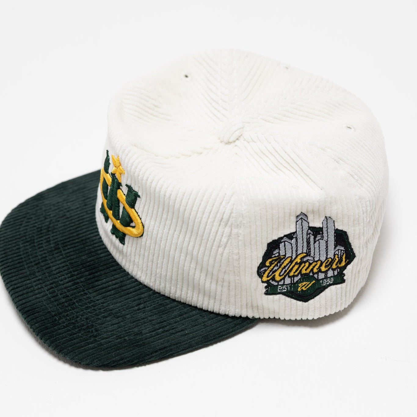 Winner Circle “Legacy” Hat – White/Forest Green Corduroy