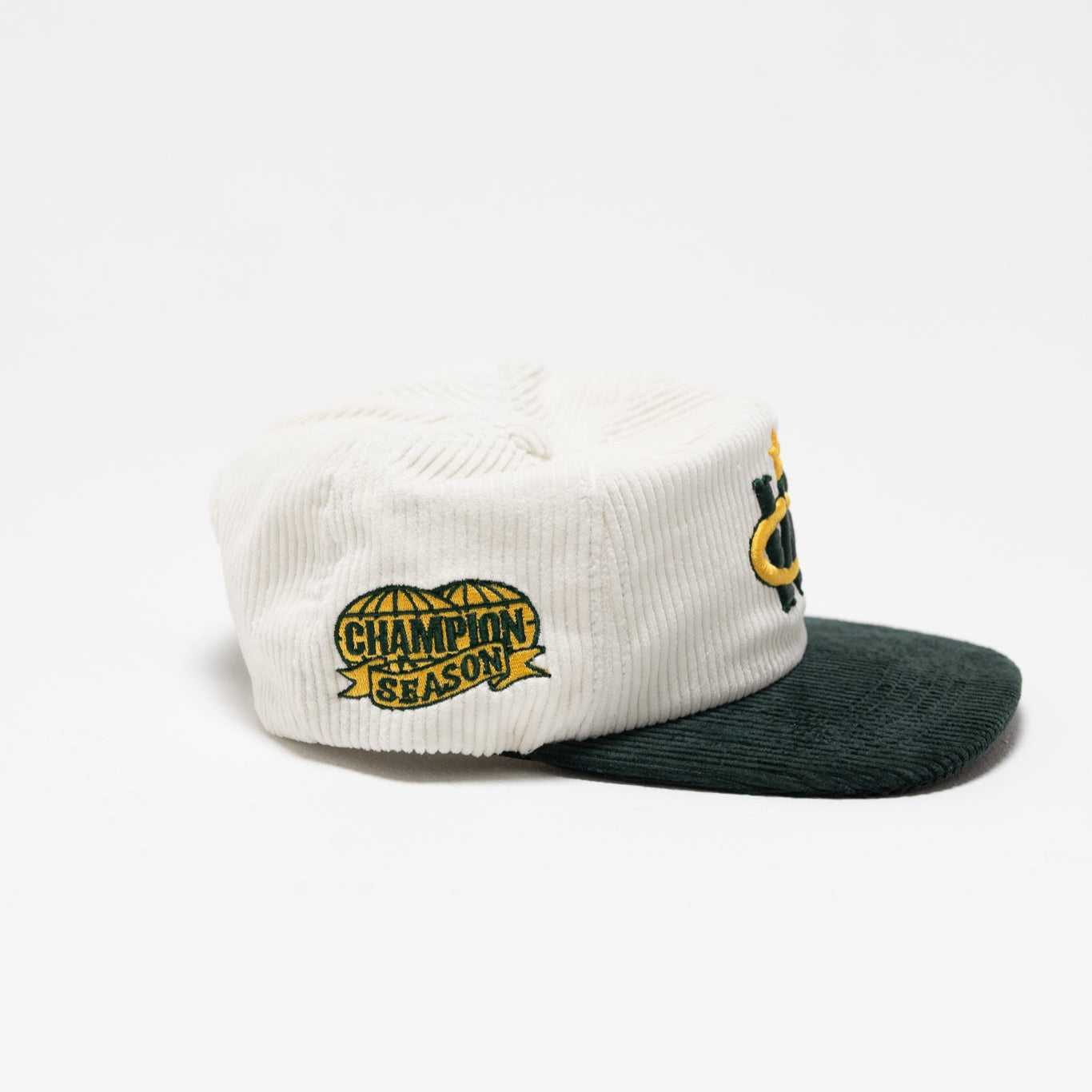 Winner Circle “Legacy” Hat – White/Forest Green Corduroy